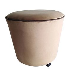 Béžový puf s nohami z borovicového dřeva Simla Velvet, ⌀ 45 cm