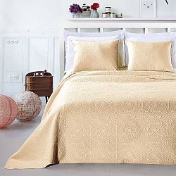 Béžový set povlaku na polštáře a přehozu z mikrovlákna DecoKing Elodie, 170 x 210 cm