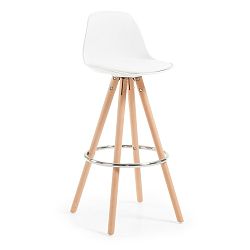 Bílá barová židle s dřevěným podnožím La Forma Stag