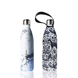 Bílá cestovní termolahev v dekoru mramoru z nerezové oceli s obalem BBBYO Deer, 750 ml