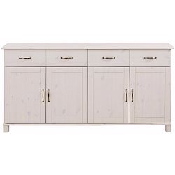 Bílá čtyřdveřová komoda z masivního borovicového dřeva  Støraa Pinto