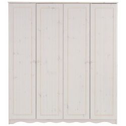Bílá čtyřdveřová šatní skříň z masivního borovicového dřeva Støraa Amanda