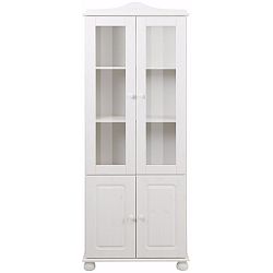 Bílá čtyřdveřová vitrína z masivního borovicového dřeva Støraa Ella