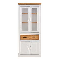 Bílá čtyřdveřová vitrína z masivního borovicového dřeva Støraa Suzie