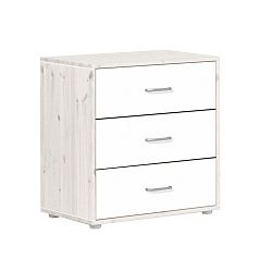 Bílá dětská komoda s 3 lakovanými šuplíky z borovicového dřeva Flexa Classic