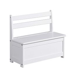 Bílá dětská lavice z masivního borovicového dřeva Pinio Baby