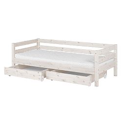 Bílá dětská postel z borovicového dřeva s 2 zásuvkami Flexa Classic, 90 x 200 cm