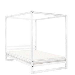 Bílá dřevěná dvoulůžková postel Benlemi Baldee, 200 x 160 cm