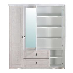 Bílá dřevěná šatní skříň se 4 dvířky Artemob Blanca