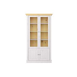 Bílá dvojitá vitrína z borovicového dřeva s hnědou deskou Steens Monaco Leached