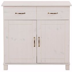 Bílá dvoudveřová komoda z masivního borovicového dřeva  Støraa Pinto