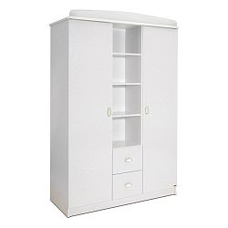 Bílá dvoudveřová šatní skříň se 2 zásuvkami Faktum Mokus