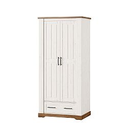 Bílá dvoudveřová šatní skříň Szynaka Meble Country