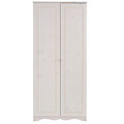 Bílá dvoudveřová šatní skříň z masivního borovicového dřeva Støraa Amanda