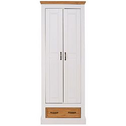 Bílá dvoudveřová šatní skříň z masivního borovicového dřeva Støraa Suzie