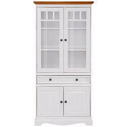 Bílá dvoudveřová vitrína z masivního borovicového dřeva s přírodním detailem Støraa Monty