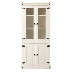 Bílá dvoudveřová vitrína z masivního borovicového dřeva Støraa Alfredo