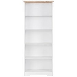 Bílá knihovna s deskou v dekoru dubového dřeva Støraa Annie, 5 police