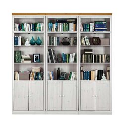 Bílá knihovna s hnědými detaily z borovicového masivu Støraa Annabelle, výška 219 cm