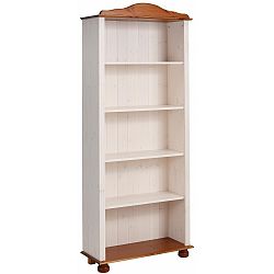 Bílá knihovna s hnědými detaily z masivního borovicového dřeva Støraa Ella