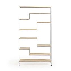 Bílá knihovna s policemi z mangového dřeva La Forma Pyke