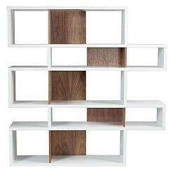 Bílá knihovna s tmavě hnědými detaily TemaHome London, výška 160 cm