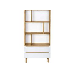 Bílá knihovna z dubového dřeva s 2 šuplíky We47 Saga