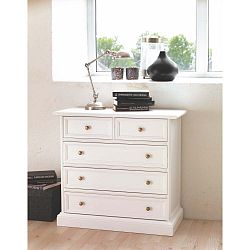 Bílá komoda s 5 zásuvkami Rowico Torino, délka 76 cm