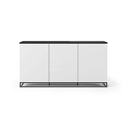 Bílá komoda s deskou v tmavém mramorovém dekoru s černými nohami TemaHome Join, 180 x 91 cm