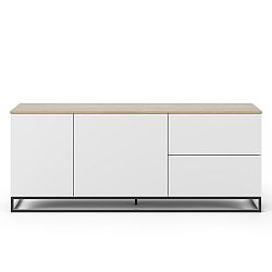 Bílá komoda s deskou z bílého dubu a černýma nohama TemaHome Join