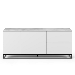 Bílá komoda s deskou z bílého mramoru a černýma nohama TemaHome Join