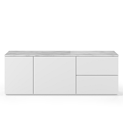 Bílá komoda s deskou z bílého mramoru s 2 šuplíky a 2 dvířky TemaHome Join