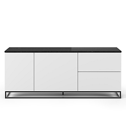 Bílá komoda s deskou z černého mramoru a černýma nohama TemaHome Join