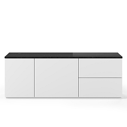 Bílá komoda s deskou z černého mramoru s 2 šuplíky a 2 dvířky TemaHome Join