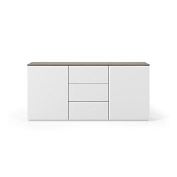 Bílá komoda s deskou z ořechu s 3 šuplíky a 2 dvířkami TemaHome Join