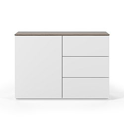 Bílá komoda s deskou z ořechu s 3 šuplíky a 3 policemi TemaHome Join