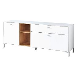 Bílá komoda s detaily v dekoru dubového dřeva Germania Design2