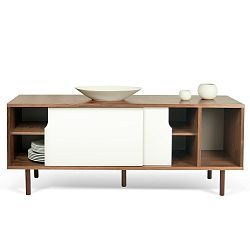 Bílá komoda s dřevěnými nohami TemaHome Dann Walnut