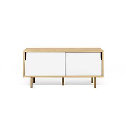 Bílá komoda s nohami z masivního dřeva TemaHome Dann, 135 x 64 cm