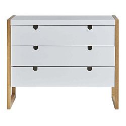 Bílá komoda se 3 šuplíky Marckeric Square, 90 x 75 cm