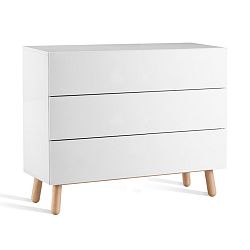 Bílá komoda se 3 zásuvkami Jitona Mamma, délka 120 cm