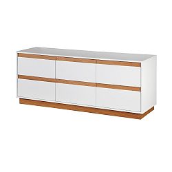 Bílá komoda se soklem a dřevěnými detaily Dřevotvar Ontur 11