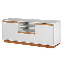 Bílá komoda se soklem a dřevěnými detaily Dřevotvar Ontur 12