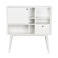 Bílá komoda v dubovém dekoru s bílými nohami Folke Vienna, délka 120 cm