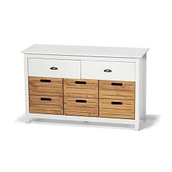 Bílá komoda z borovicového dřeva s 8 šuplíky loomi.design Ibiza