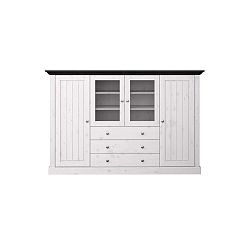 Bílá komoda z borovicového dřeva s černou deskou a 2 dvířky Steens Monaco