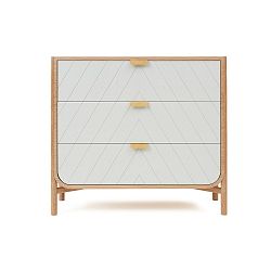 Bílá komoda z dubového dřeva s 3 zásuvkami HARTÔ Marius