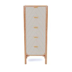 Bílá komoda z dubového dřeva s 5 zásuvkami HARTÔ Marius