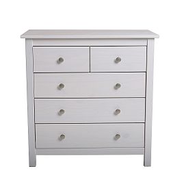 Bílá komoda z masivního borovicového dřeva s 5 zásuvkami Marckeric Berna