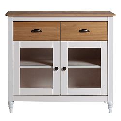 Bílá komoda z masivního borovicového dřeva se 2 zásuvkami Marckeric Iryna